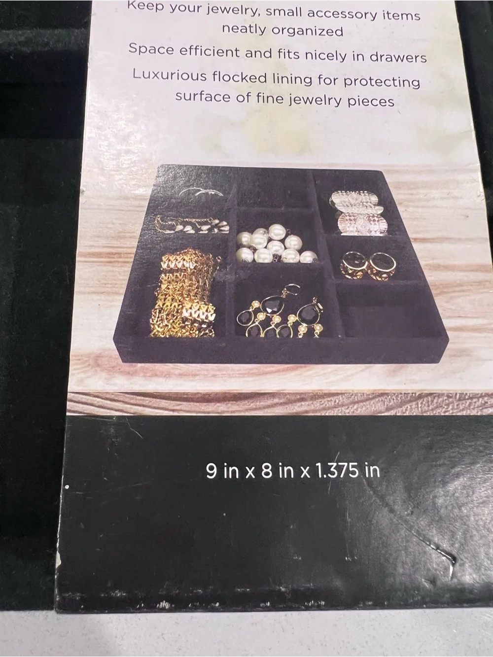 Two Black Velvet Liner Jewelry 9 Sections Inserts Tray